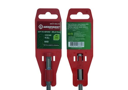Бур SDS+ 08х210 плоский резец ВК8 спираль S4 БОЕКОМПЛЕКТ-Tehinstrument