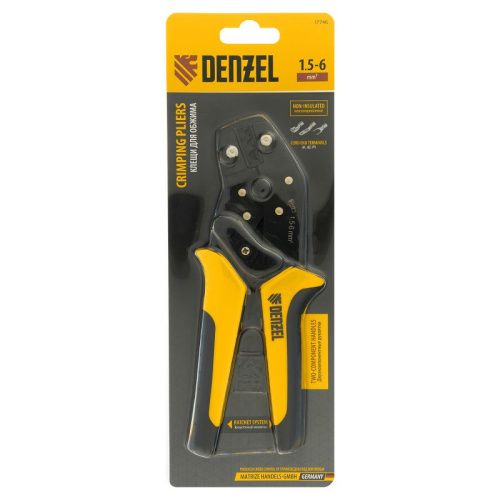 Клещи для обжима неизолированных наконечников НК и НВ, разъемов РП, 1,5 - 6 мм2 Denzel-Tehinstrument