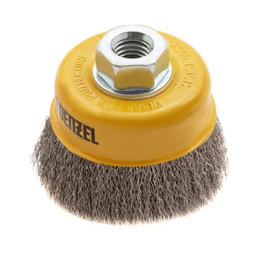 Щетка для УШМ, 75 мм, "Чашка", витая нержавеющая проволока 0.3 мм, М14 Denzel-Tehinstrument