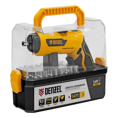 Отвертка аккумуляторная Denzel CSH-3.6, 54 биты, Li-Ion, 3,6 В-Tehinstrument