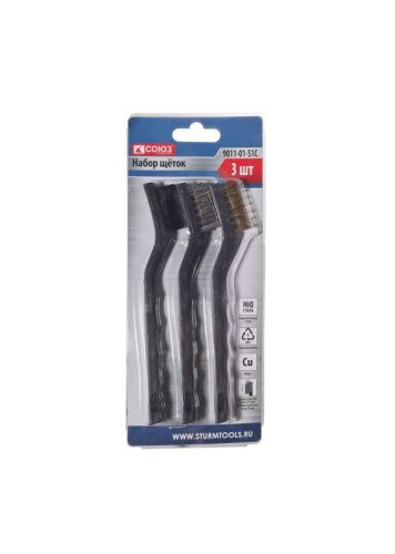 Набор щеток 33x8 мм, 3 шт., медь, полипроп., нерж. сталь СОЮЗ-Tehinstrument