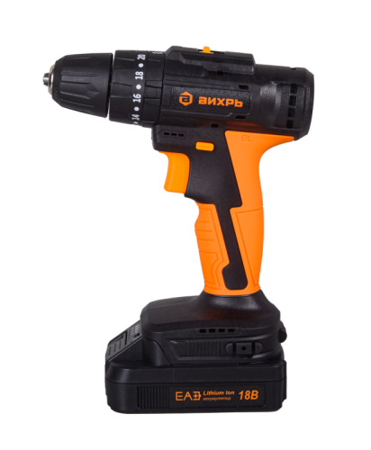 Дрель-шуруповерт Вихрь ДА-18Л-2КУ/Б (2,0 А/ч) (бесщеточный двигатель)-Tehinstrument