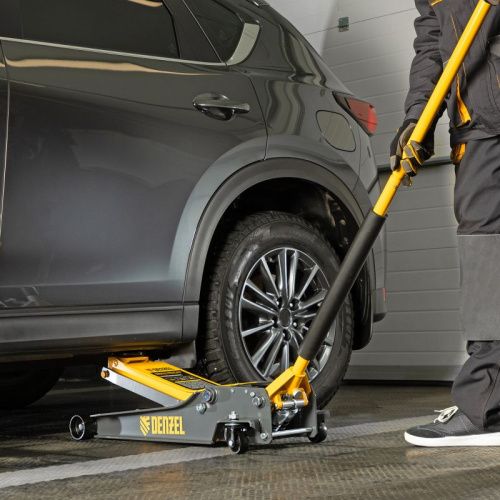Домкрат гидравлический подкатной, 3 т, 85-610 мм, быстрый подъем, низ. подхват, проф, SUV Denzel-Tehinstrument