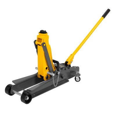 Домкрат гидравлический подкатной с фиксатором, 2,5 т,  85-385 мм, в пласт. кейсе Denzel-Tehinstrument