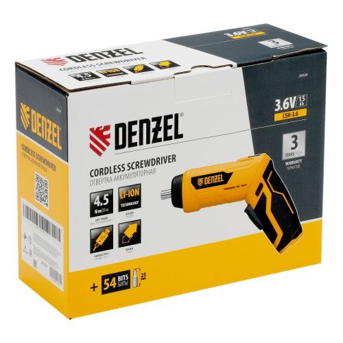 Отвертка аккумуляторная Denzel CSH-3.6, 54 биты, Li-Ion, 3,6 В-Tehinstrument
