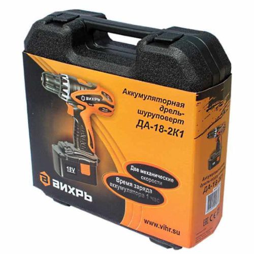 Аккумуляторная дрель-шуруповерт Вихрь ДА-18-2к (аккумуляторный шуруповерт Вихрь 18-2к), 72/14/5-Tehinstrument