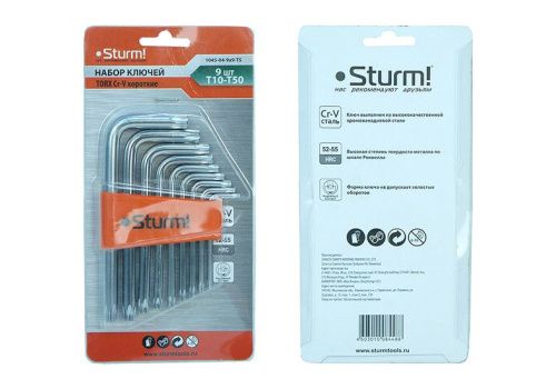 Набор ключей TORX, 9шт, T10-T50, CrV,  Sturm-Tehinstrument