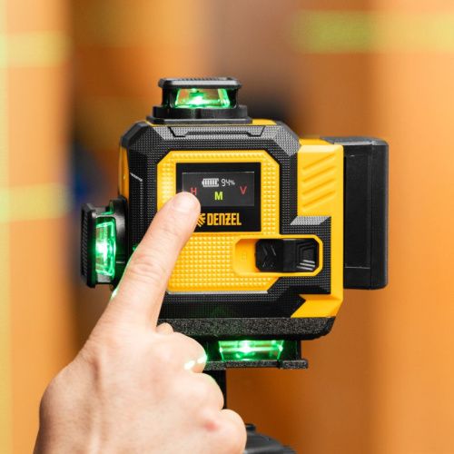 Лазерный уровень мультипризменный DLV 360-4T, 30 м, зеленый луч, Li-Ion 2,4 Aч, штатив// Denzel-Tehinstrument