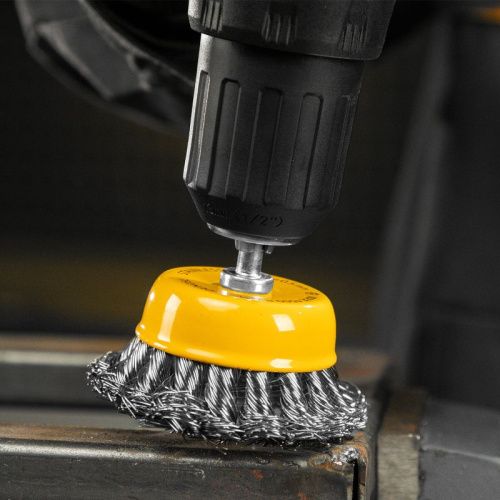 Щетка для дрели, 65 мм, Чашка, со шпилькой, нержавеющая крученая проволока Denzel-Tehinstrument