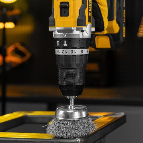 Набор щеток для дрели, 1 Плоская 50мм, 2 Чашки 25-50мм, шпилька, нерж. вит. проволока Denzel-Tehinstrument