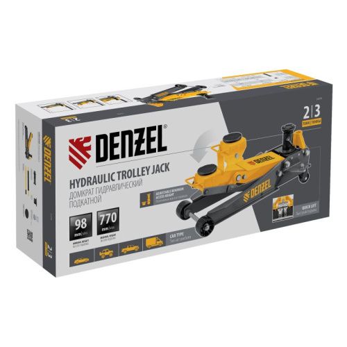Домкрат гидравлический подкатной, 2/3 т, 98-770 мм, быстрый подъем, низ. подхват, проф, SUV Denzel-Tehinstrument