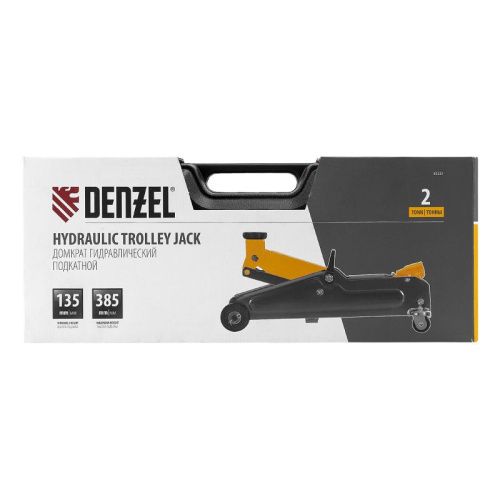 Домкрат гидравлический подкатной, 2 т, 135-385 мм, в пласт. кейсе Denzel-Tehinstrument