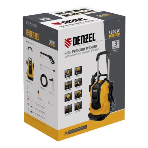 Моечная машина высокого давления R-230iD, 3300 Вт, 230 бар, 600 л/ч, асинх. двиг., бараб.// Denzel-Tehinstrument