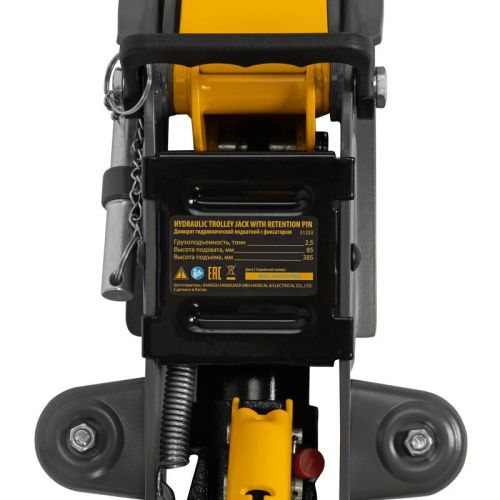 Домкрат гидравлический подкатной с фиксатором, 2,5 т,  85-385 мм, в пласт. кейсе Denzel-Tehinstrument