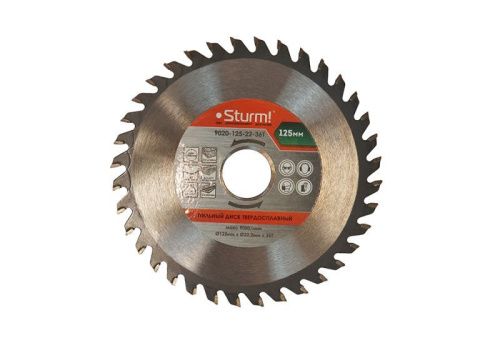 Пильный диск, размер 125x22x36 зубьев, твердосплавные напайки  Sturm-Tehinstrument