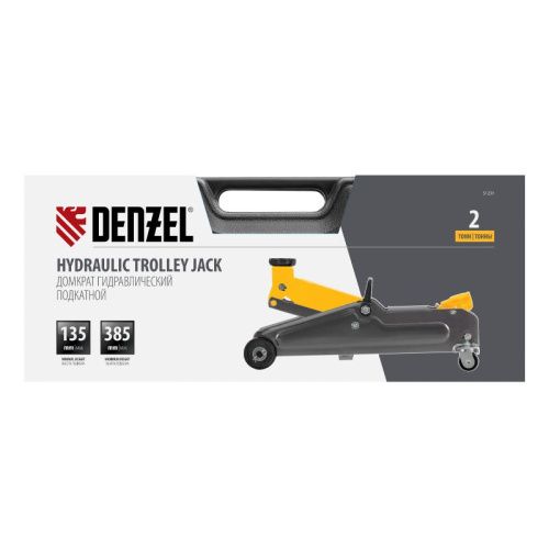 Домкрат гидравлический подкатной, 2 т, 135-385 мм, в пласт. кейсе Denzel-Tehinstrument