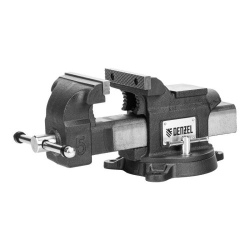 Тиски слесарные BVH-125, 125 мм, поворотные, стальная направляющая, с наковальней //Denzel-Tehinstrument