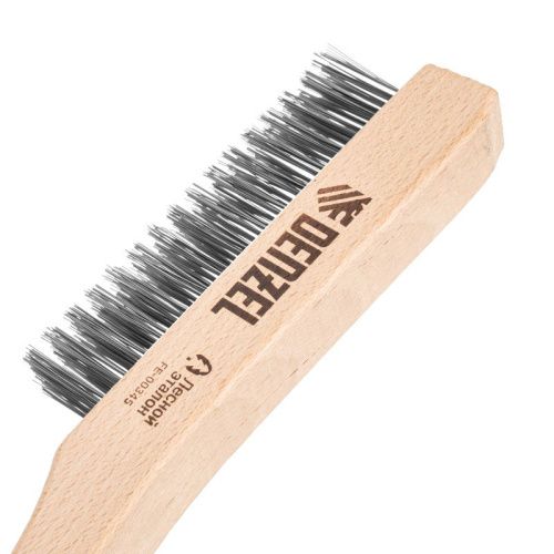 Щетка зачистная 4-х рядная, прямая проволока из нержавеющей стали с деревянной ручкой, EFP// Denzel-Tehinstrument