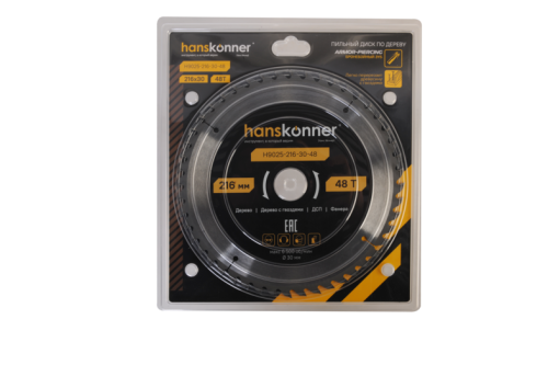 Пильный диск по дереву ArmorPiercing 216x32/30мм, 48 зубьев, Hanskonner-Tehinstrument
