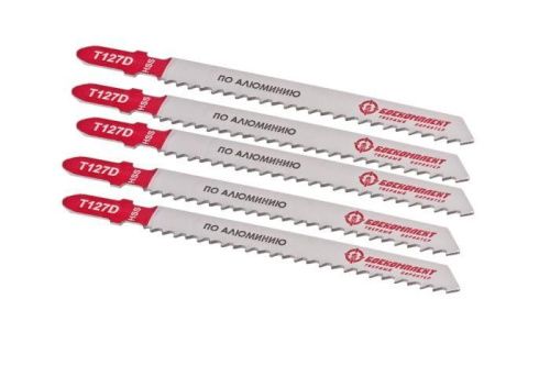 Пилки для лобзика по алюминию T127D, 5 шт, 100х74мм, шаг зуба 3мм, быстрый прямой рез, HSS, БОЕКОМПЛЕКТ-Tehinstrument