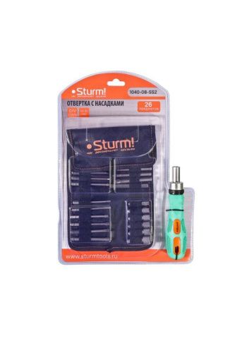 Отвертка с насадками, 26 предметов, мягкий чехол, CrV  Sturm-Tehinstrument