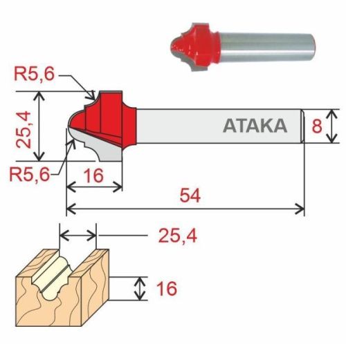 Фреза Атака пазовая фасонная D19/ф12/H16-Tehinstrument