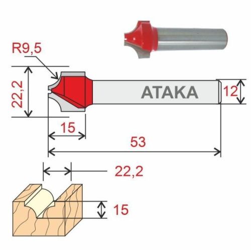 Фреза Атака пазовая фасонная D22.2/ф12/H15-Tehinstrument