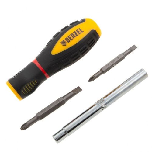 Отвертка комбинированная, SL3/16"-PH1, SL1/4"-PH2, 3-х компонентная рукоятка Denzel-Tehinstrument