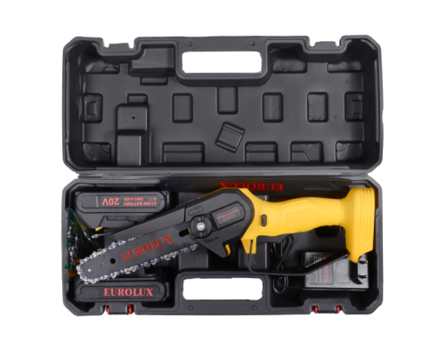 Электрическая аккумуляторная пила ELS-20-Li-2К 6+8 Eurolux (две цепи,две шины,2 АКБ и ЗУ в компл)-Tehinstrument