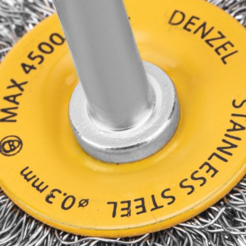 Щетка для дрели, 50 мм, Плоская, со шпилькой, нержавеющая витая проволока Denzel-Tehinstrument