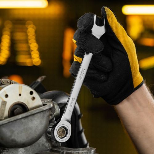 Ключ комбинированный трещоточный, 16 мм, CrV, матовый хром Denzel-Tehinstrument