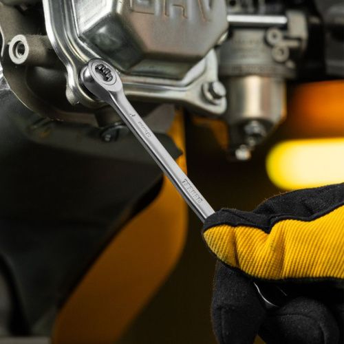 Ключ комбинированный трещоточный, 8 мм, CrV, матовый хром Denzel-Tehinstrument