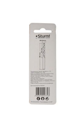 Сверло по металлу  Sturm 4,8х86 мм, сталь HSS, нитридтитан., 118° ,блистер 1 шт-Tehinstrument