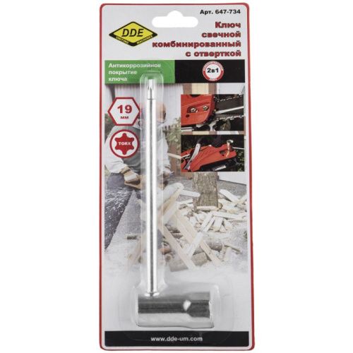 Ключ свечной комбинированный DDE 19мм,TORX 27.-Tehinstrument