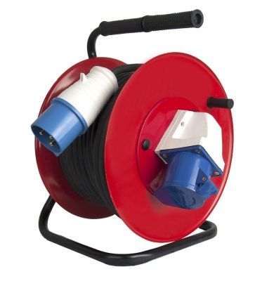 Удлинитель силовой QUATTRO ELEMENTI УПС32-220 - 30 м, провод КГ 3х4,0 мм2, 1 сил. роз. 32А 220В, катушка металл-Tehinstrument