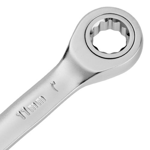 Ключ комбинированный трещоточный, 11 мм, CrV, матовый хром Denzel-Tehinstrument