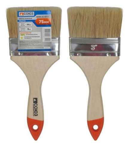 Кисть плоская "Практик" 3" (75 мм), натуральная щетина СОЮЗ-Tehinstrument