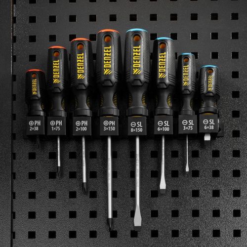 Набор отверток на полке, 8 шт., PH+SL, S2, 3к рукоятка Denzel-Tehinstrument