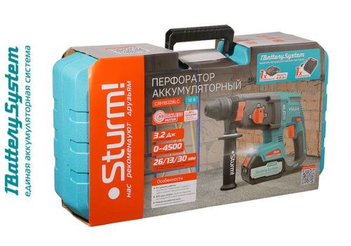 Аккумуляторный перфоратор  Sturm CRH1832BLC 1BatterySystem-Tehinstrument