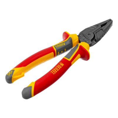 Плоскогубцы комбинированные, диэлектрические трехкомпонентные рукоятки до 1000 В, 180 мм Denzel-Tehinstrument