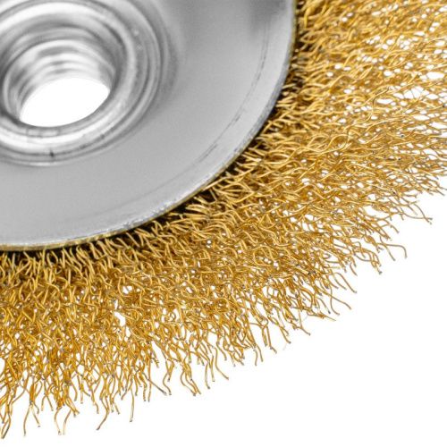 Щетка для УШМ, 125 мм, "Тарелка", витая нержавеющая проволока 0.3 мм, М14 Denzel-Tehinstrument