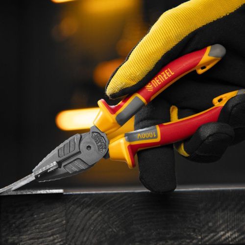 Плоскогубцы комбинированные, диэлектрические трехкомпонентные рукоятки до 1000 В, 165 мм Denzel-Tehinstrument