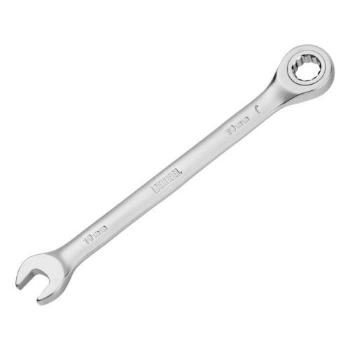 Ключ комбинированный трещоточный, 10 мм, CrV, матовый хром Denzel-Tehinstrument