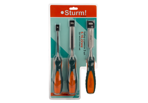 Набор стамесок 6, 16, 22 мм, двухкомпонентные рукоятки, 3 шт/уп  Sturm-Tehinstrument