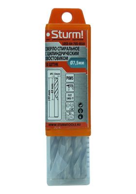 Сверло по металлу  Sturm 7,5х109 мм, сталь HSS, упаковка 10 шт-Tehinstrument