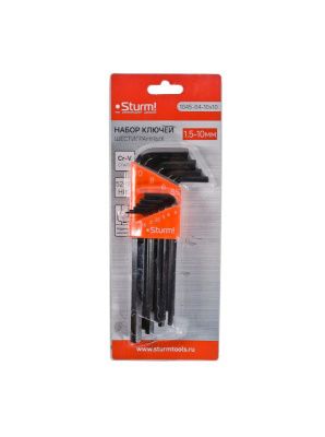 Набор шестигранных ключей 1, 5-10 мм, CrV, 10 шт, оксидированное покрытие  Sturm-Tehinstrument