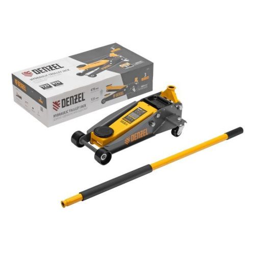 Домкрат гидравлический подкатной, 3 т, 125-470 мм, быстрый подъем, проф. Denzel-Tehinstrument
