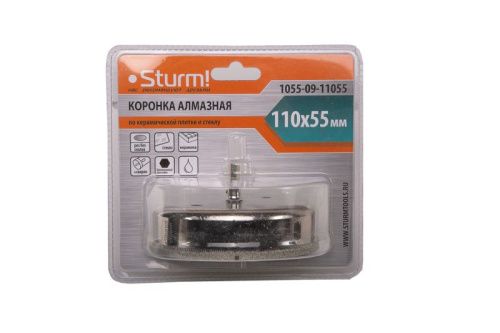 Коронка алмазн. По керам. Плитке и стеклу 110 x 55 мм,  с центрир. Сверл.  Sturm-Tehinstrument