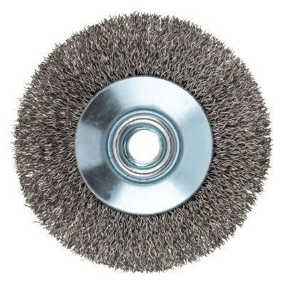 Щетка для УШМ, 100 мм, "Тарелка", витая нержавеющая проволока 0.3 мм, М14 Denzel-Tehinstrument