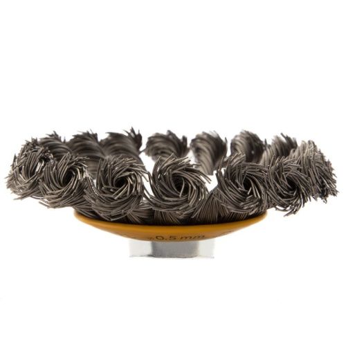 Щетка для УШМ, 100 мм, "Тарелка", крученая нержавеющая проволока 0.5 мм, М14 Denzel-Tehinstrument